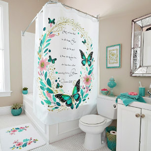 Rideaux De Douche Romains 8:28 Fleurs et papillons