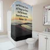 RIDEAUX DE DOUCHE ROMAINS DU SOLEIL 8:28 SCRIPTURE VERSE (En situation)