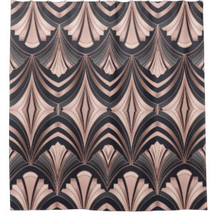 Rideaux De Douche Romance Rose Gold Néo Art Déco Design Éventail