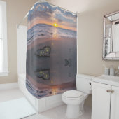 Rideaux De Douche Romance Sunset Beach Coeur Monogramme Douche Ridea (En situation)