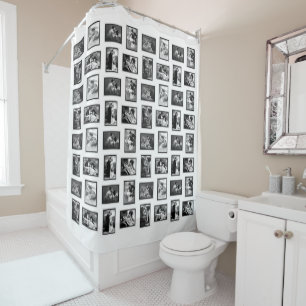 Rideaux De Douche Romantic Couples Carte postale vintage noir et bla