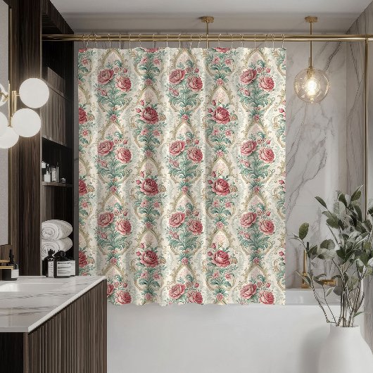 Rideaux De Douche Romantic Damask Curtain Pastel Victorian Accent