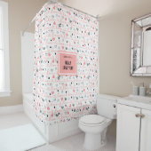 Rideaux De Douche Romantic Newlywed Shower Curtain Pink Black Hearts (En situation)
