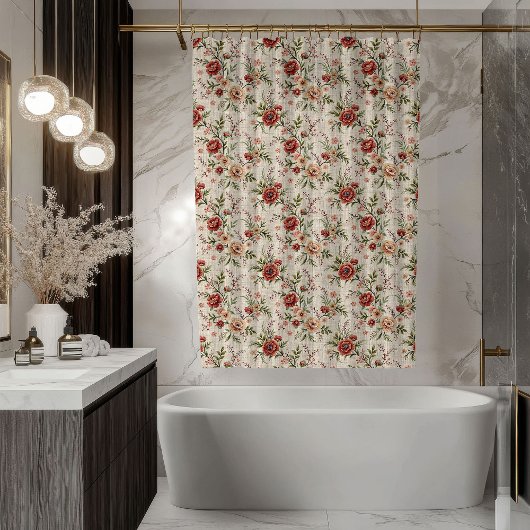 Rideaux De Douche Romantic Pastel Curtain Shabby Chic Bloom Design