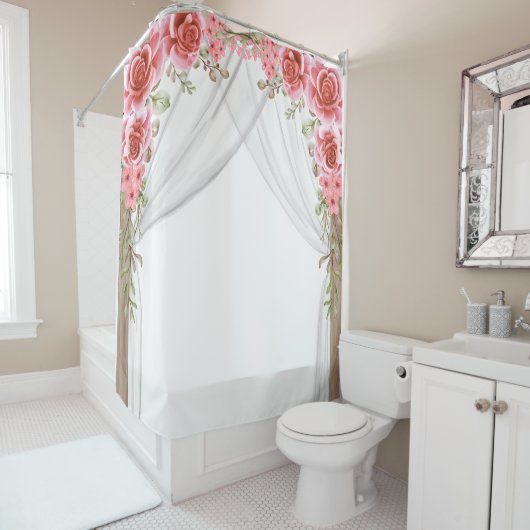 Rideaux De Douche Romantic Rose Arch Floral Shower Curtain (En situation)