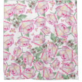 Rideaux De Douche Romantique blanc rose jaune d'été rose floral (Devant)