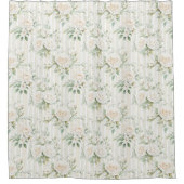 Rideaux De Douche Romantique blush roses blanches rayures florales   (Devant)