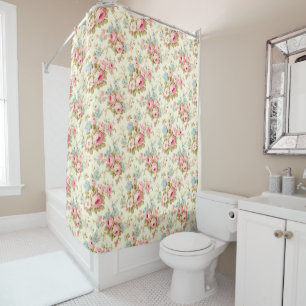 Rideaux De Douche Romantique rose Rose anglais sur jaune pâle