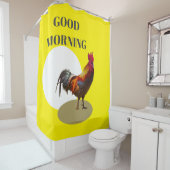 Rideaux De Douche Rooster Fun Poulet Bon Matin Jaune (En situation)