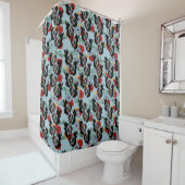Rideaux De Douche Roosters Folk Floral Motif mexicain (En situation)