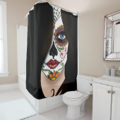 Rideaux De Douche Rosa Sugar Skull Portrait (En situation)