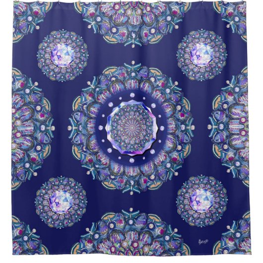 Rideaux De Douche Rosace bleue (Devant)