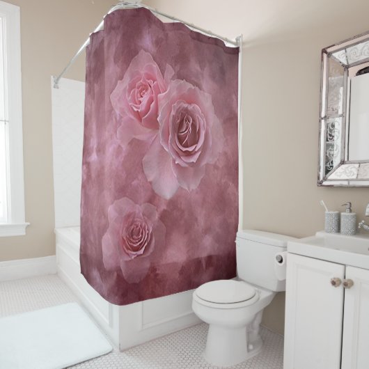 Rideaux De Douche Rose (En situation)