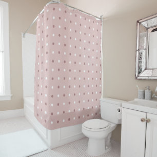 Rideaux De Douche rose à thé (rouge) et points blancs