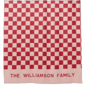 Rideaux De Douche Rose Abstrait À damiers esthétique (Devant)