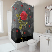 Rideaux De Douche Rose aux épines et aux coeurs (En situation)