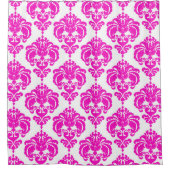 Rideaux De Douche Rose & Blanc Damask Chic Moderne Motif élégant (Devant)