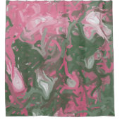 Rideaux De Douche Rose, blanc et vert Abstrait (Devant)