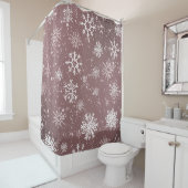 Rideaux De Douche Rose blanc Snowflakes rose (En situation)