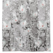 Rideaux De Douche Rose blanche motif blanc gris floral d'hiver (Devant)