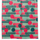 Rideaux De Douche Rose, Bleu clair, Rectangles Turquoises et cercles (Devant)