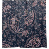Rideaux De Douche Rose bleu classique Parties scintillant or Paisley (Devant)