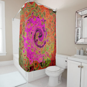 Rideaux De Douche Rose Chaud Abstrait Rétro Tourbillon Liquide