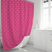 Rideaux De Douche Rose Chaud et Points Blancs