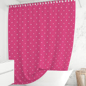 Rideaux De Douche Rose Chaud et Points Blancs