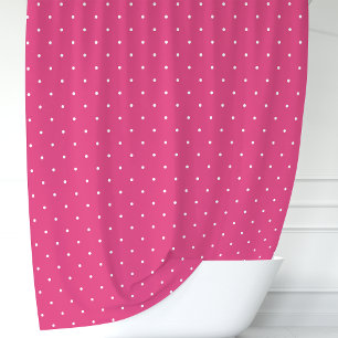 Rideaux De Douche Rose Chaud et Points Blancs