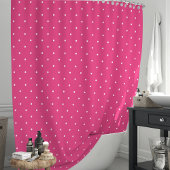 Rideaux De Douche Rose Chaud et Points Blancs