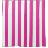 Rideaux De Douche Rose Chaud et Rayures Blanches (Devant)