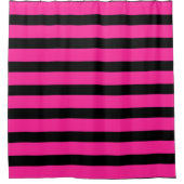 Rideaux De Douche Rose Chaud & Rayures de Mode Noires (Devant)