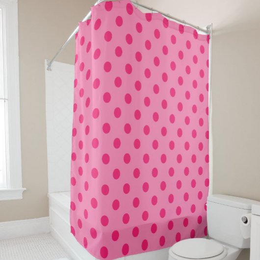 Rideaux De Douche Rose Chaud Sur Pois Rose Design Motif