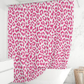 Rideaux De Douche Rose Chaude et Léopard Blanc