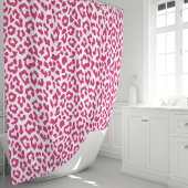 Rideaux De Douche Rose Chaude et Léopard Blanc