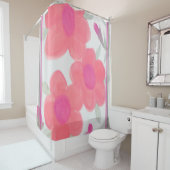 Rideaux De Douche Rose clair avec vert (En situation)