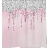 Rideaux De Douche *~* Rose Clair Magenta Argent PAILLETTE AP7 (Devant)