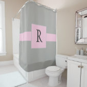 Rideaux De Douche Rose classique et gris (En situation)