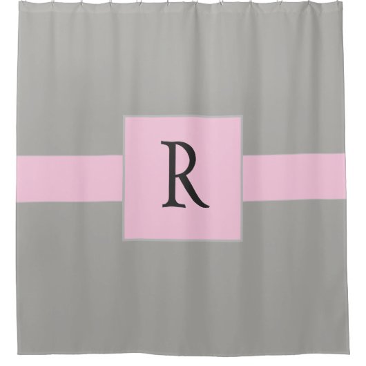 Rideaux De Douche Rose classique et gris (Devant)