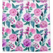 Rideaux De Douche Rose d'aquarelle rose et violet (Devant)