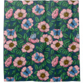 Rideaux De Douche Rose de chien et papillons (Devant)