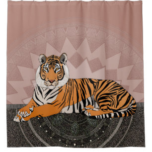 Rideaux De Douche rose de cuivre mandala