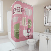 Rideaux De Douche Rose du milieu du siècle moderne (En situation)