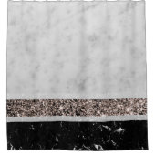 Rideaux De Douche Rose en marbre blanc et noir Parties scintillant e (Devant)