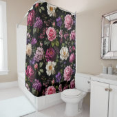 Rideaux De Douche Rose en velours noir (En situation)