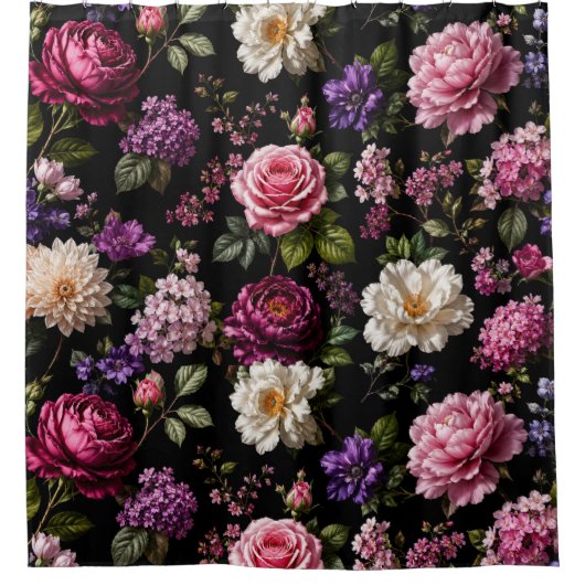 Rideaux De Douche Rose en velours noir (Devant)