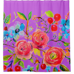 Rideaux De Douche Rose et cerise pourpre 2.0