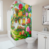 Rideaux De Douche Rose et cottage (En situation)