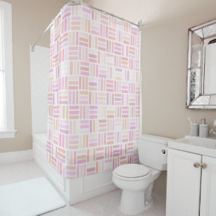 Rideaux De Douche rose et orange Géométrique
